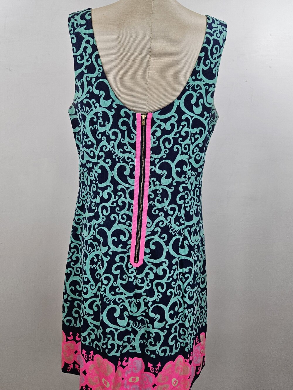 Lilly Pulitzer Navy, Teal & Hot Pink Printed Sleeveless Dress size 10 - Picture 4 of 11